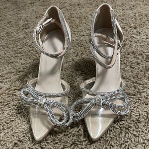 Chic Silver and Cream Women's Heels